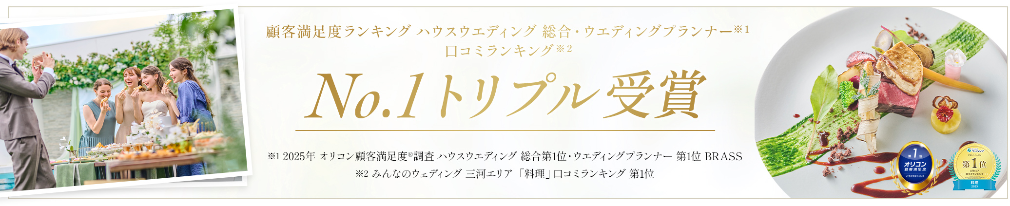 顧客満足度ランキング ハウスウエディング総合・ウエディングプランナー 口コミランキング No.1 W受賞